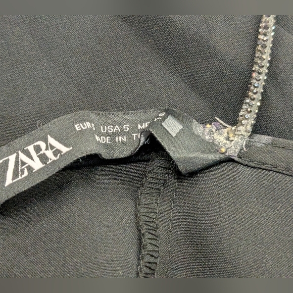 Zara Little Balck Dress Open Mid Cut Out Rhinestone String Strap Size Small - Picture 12 of 13